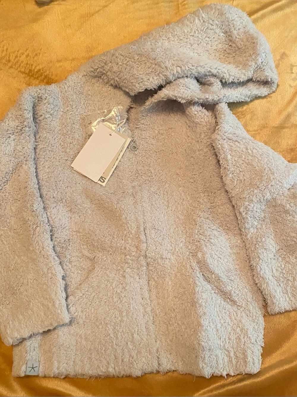 NWT Barefoot Dreams Kids Hooded Plush Cardigan in  Blue (4T/5T)